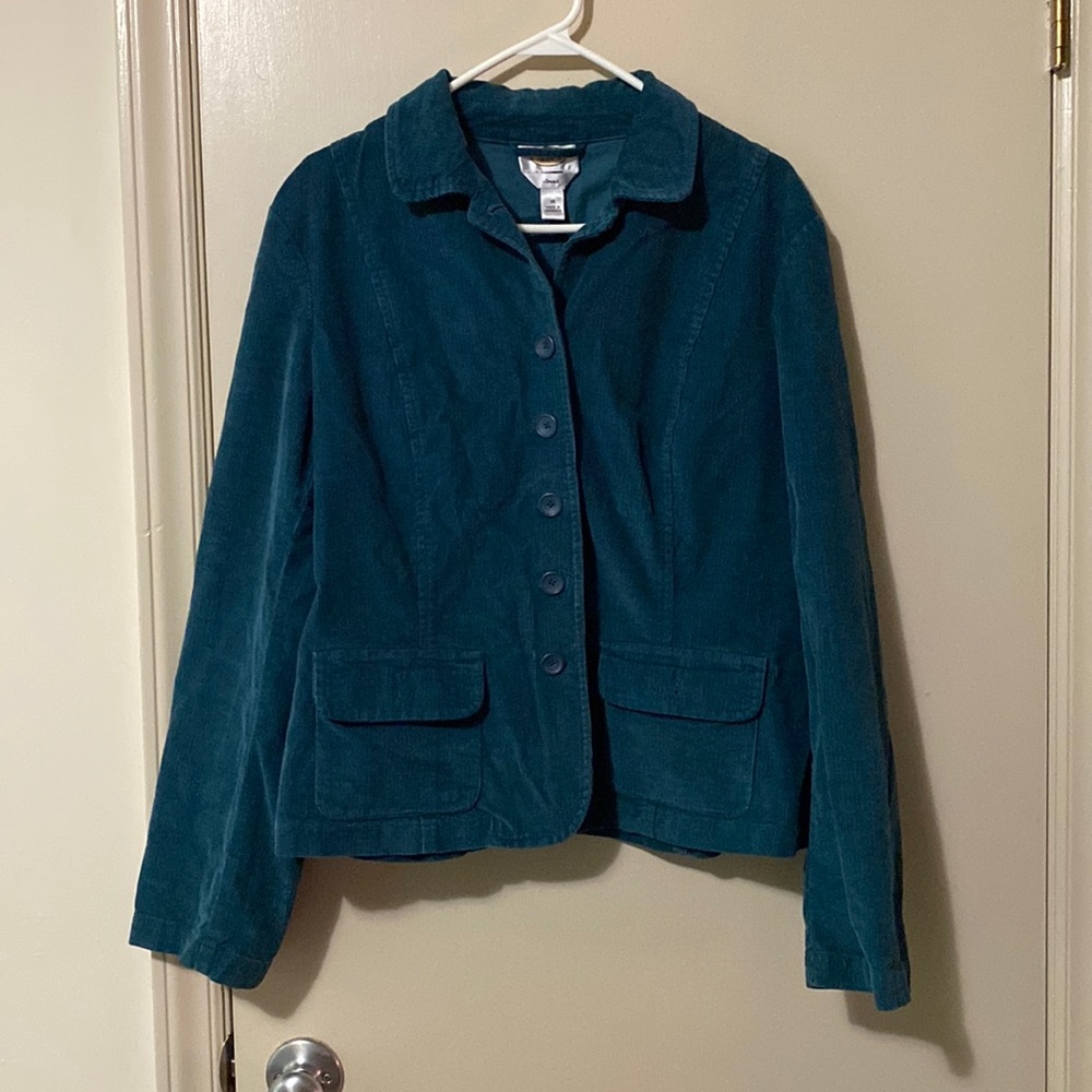 super cute teal corduroy jacket